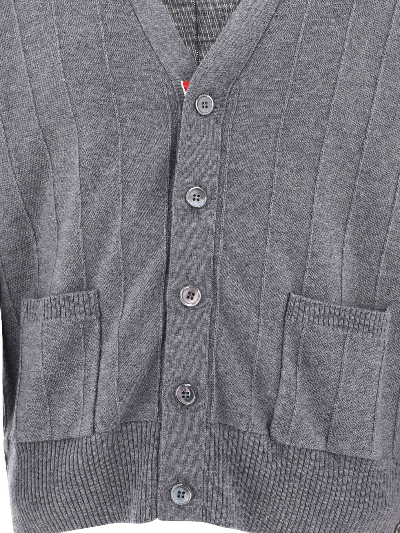 THOM BROWNE Grey RWB cardigan